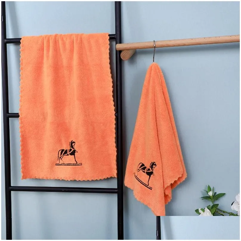 Towel Three-Piece Orange Annual Meeting Gifts Embroidered Company Employee S Wedding Favors Drop Delivery Dhopy