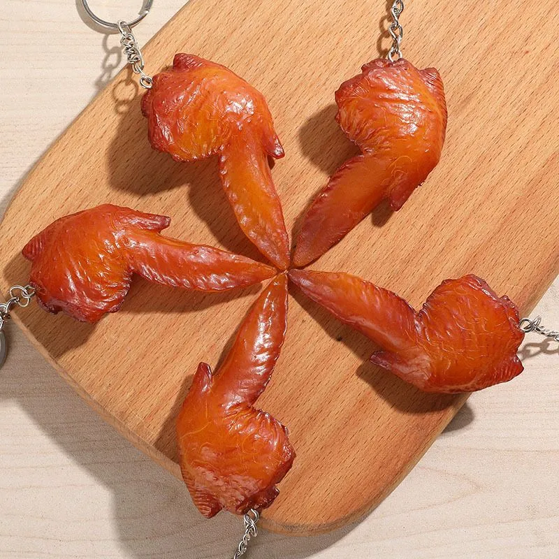 key Creative Fashion Food Braised Pork Keychain Pigs Feet Chicken Wings Model Key Chain Car Bag Keyring Pendant Small Gifts Ne245e