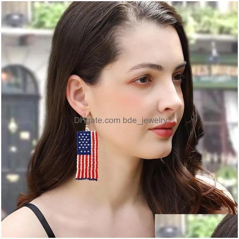 hoop earrings american flag for women patriotic independence day 4 of july drop dangle hook fashion jewelry
