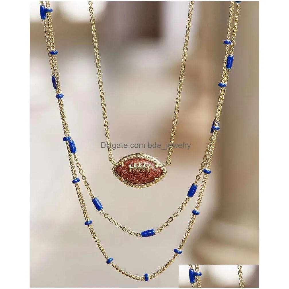 designer kendras scotts jewelry american independence day rugby football irregular geometry sandstone fishbone necklace orange