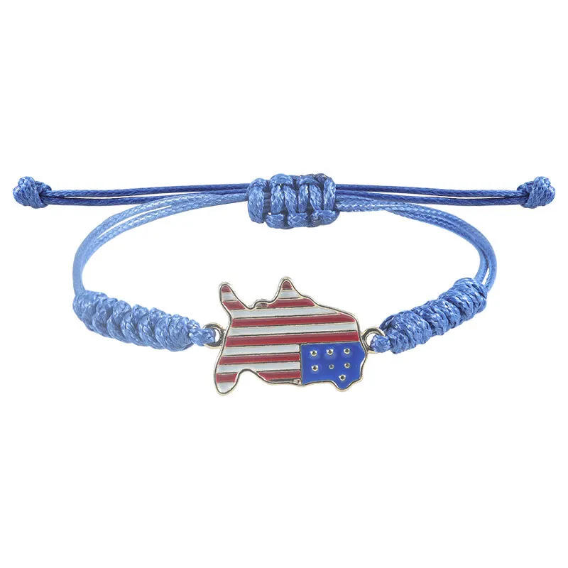 Charm Bracelets American Independence Day Bracelet Personalized Fashion Mti Layered Usa Flag Five Pointed Star Pendant Drop Delivery Otixg