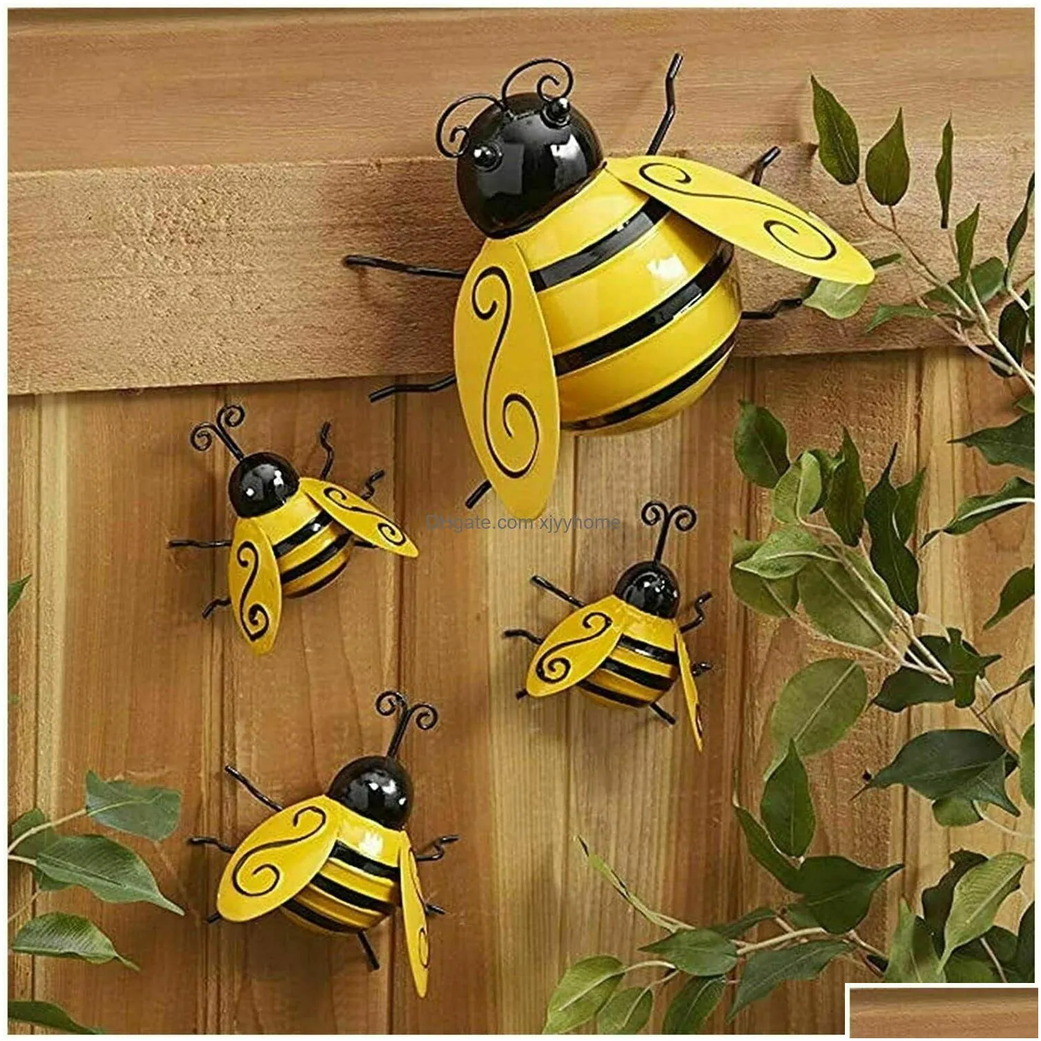 Decorative Objects & Figurines 4Pcs/Set Metal Art Bumble Bee Backyard Garden Accent Wall Ornament 230621 Drop Delivery Home Decor Acce Dhrmb