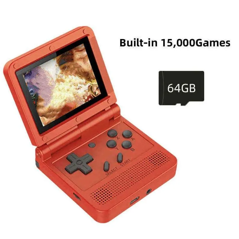 Portable Game Players Powkiddy V90 3.0 Inch Ips Retro Handheld Console 64G 15 000Games Pocket Mini Video Player Kids Gifts Drop Deli Dh93F