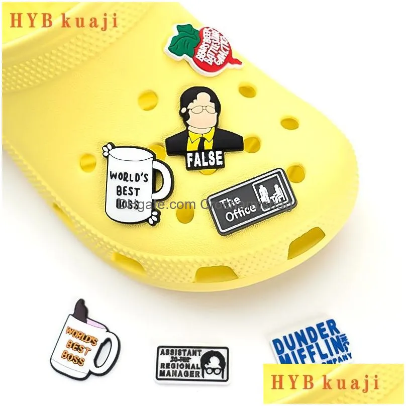 Shoe Parts & Accessories Hybkuaji Custom Office Themed Charms Wholesale Shoes Decorations Pvc Buckles For Drop Delivery Dhwld