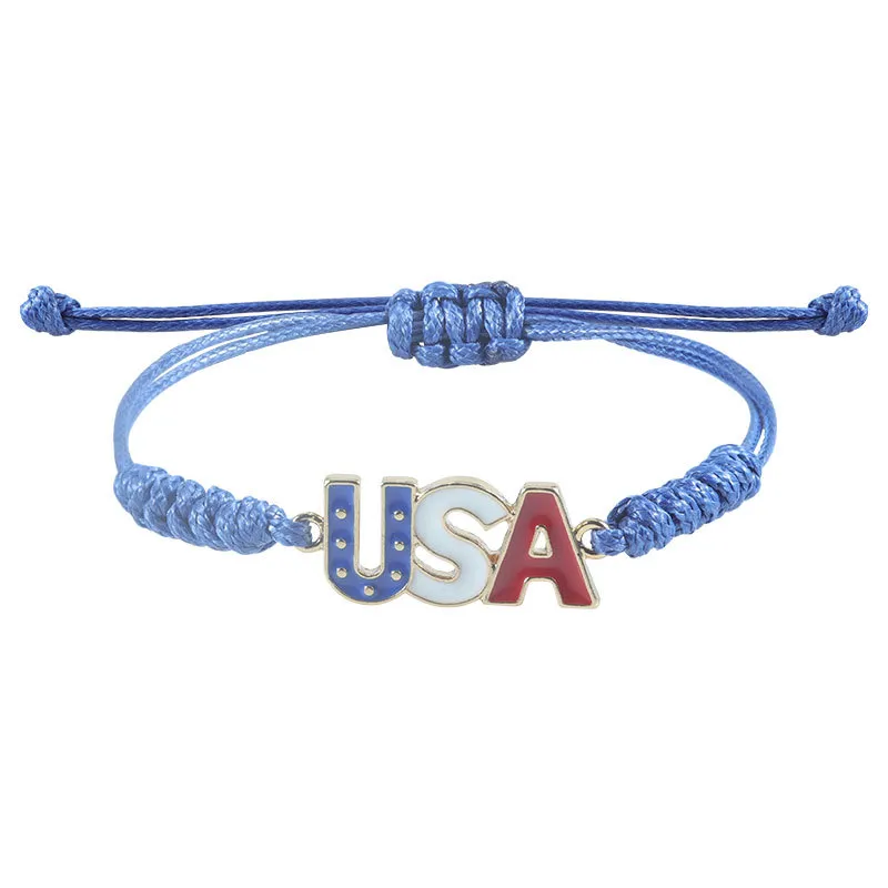 Charm Bracelets American Independence Day Bracelet Personalized Fashion Mti Layered Usa Flag Five Pointed Star Pendant Drop Delivery Otixg