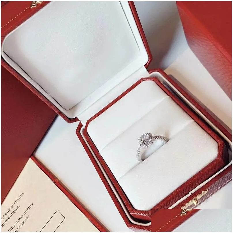 Luxury designer ring white stone rings material square diamond ring 5-9 size fashion versatile unisex temperament ring for woman high-end luxury fashion