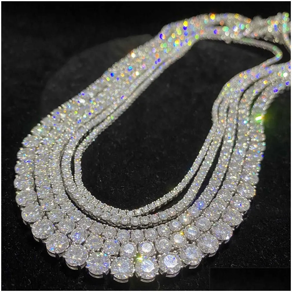 Factory Vvs Moissanite Diamond 925 Sterling Silver Hip Hop Druzy Jewelry Cuban Link Chain 3mm Iced Out Clustered Tennis Necklace Chain Locket