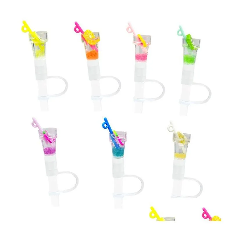 fast dhs or fedex 200pcs custom pattern straw toppers charms silicone rubber cover drinking dust plug fit for decorative 8mm straw children party