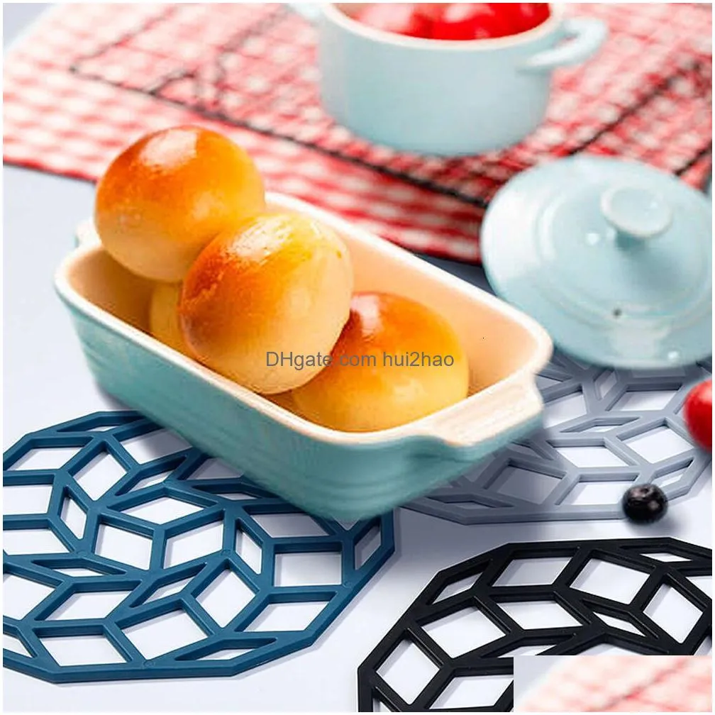 soft rubber insulation pad anti-slip tea cup mat anti-scald bowl plate pot pad easy to clean kitchen meal mat desktop decoration