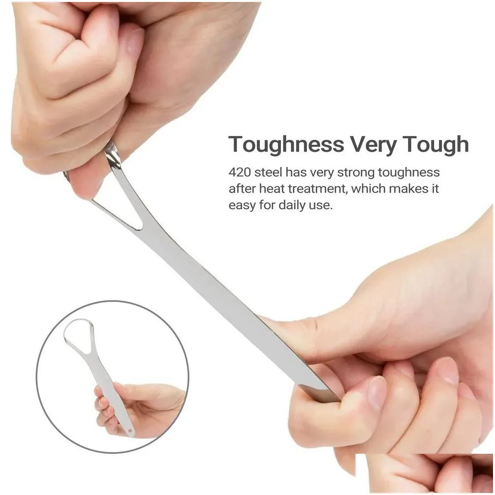 Stainless Steel Tongue Scraper Cleaner  Breath Cleaning Coated Tongue Toothbrush Oral Care Tools Tongue Coating Cleaners Brush
