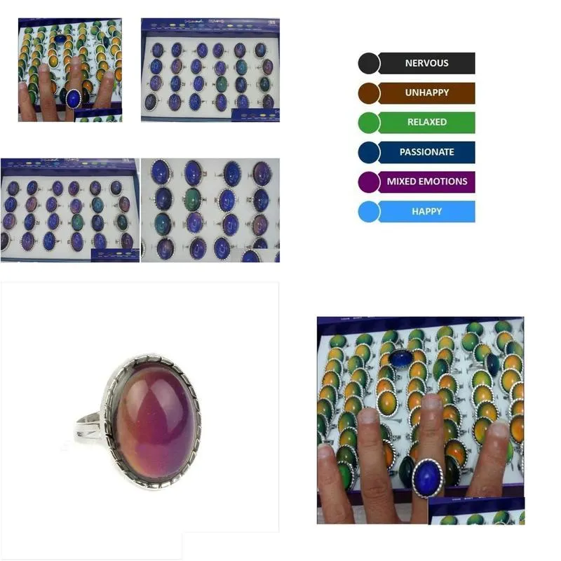 hight quality Charming large oval rings mood ring change color mood changing ring fashion ring open 100pcs/lot