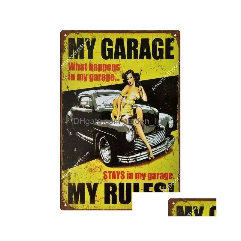 retro dads garage decorative metal painting sexy girls car tools motor house metal plate posters wall tin sign vintage poster decor wall art room decor