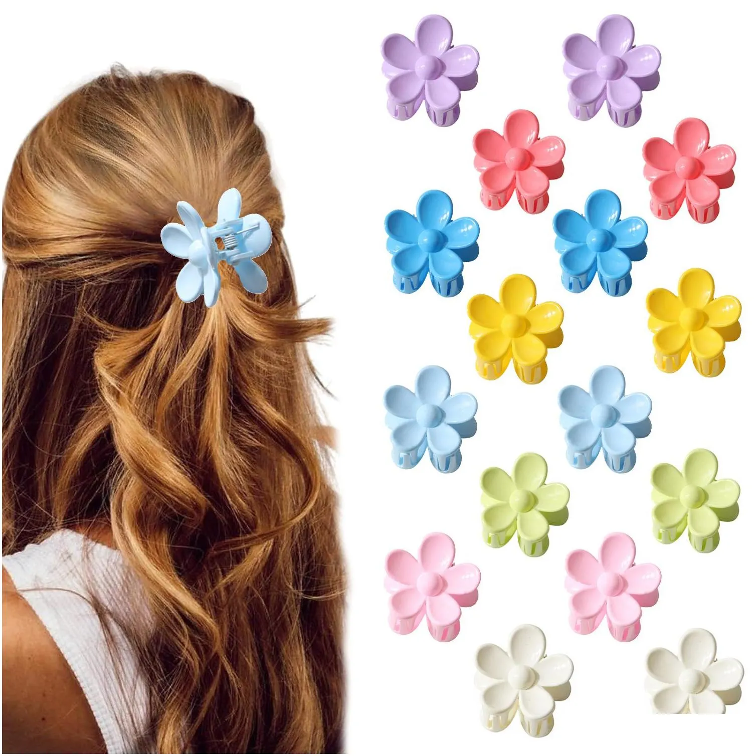 3.5cm Mini Beautiful Girls Cute Colorful Hair Clips Flower Small Hair Claw Candy Color Kids Sweet Hairpin Clip Fashion Hair Accessories