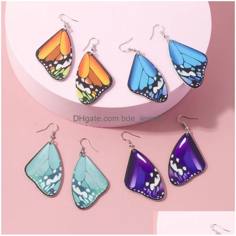 street ladies vintage charm earrings for women fashion irregular feathers exquisite butterfly wing earring jewelry