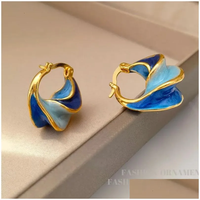 Stud Modern Jewelry Pretty Design High Quality Brass Metal Geometric Blue Earrings For Girl Women Gift 2023 Trend Accessories 231122 Dhlcr
