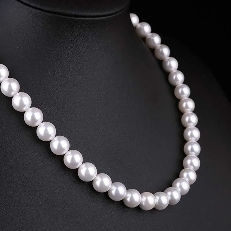 Chokers Classic Elegant White 7.5 Mm Diameter Pearl Necklace For Women Men Girls Teens Wedding Banquet Necklaces 2022 Trend