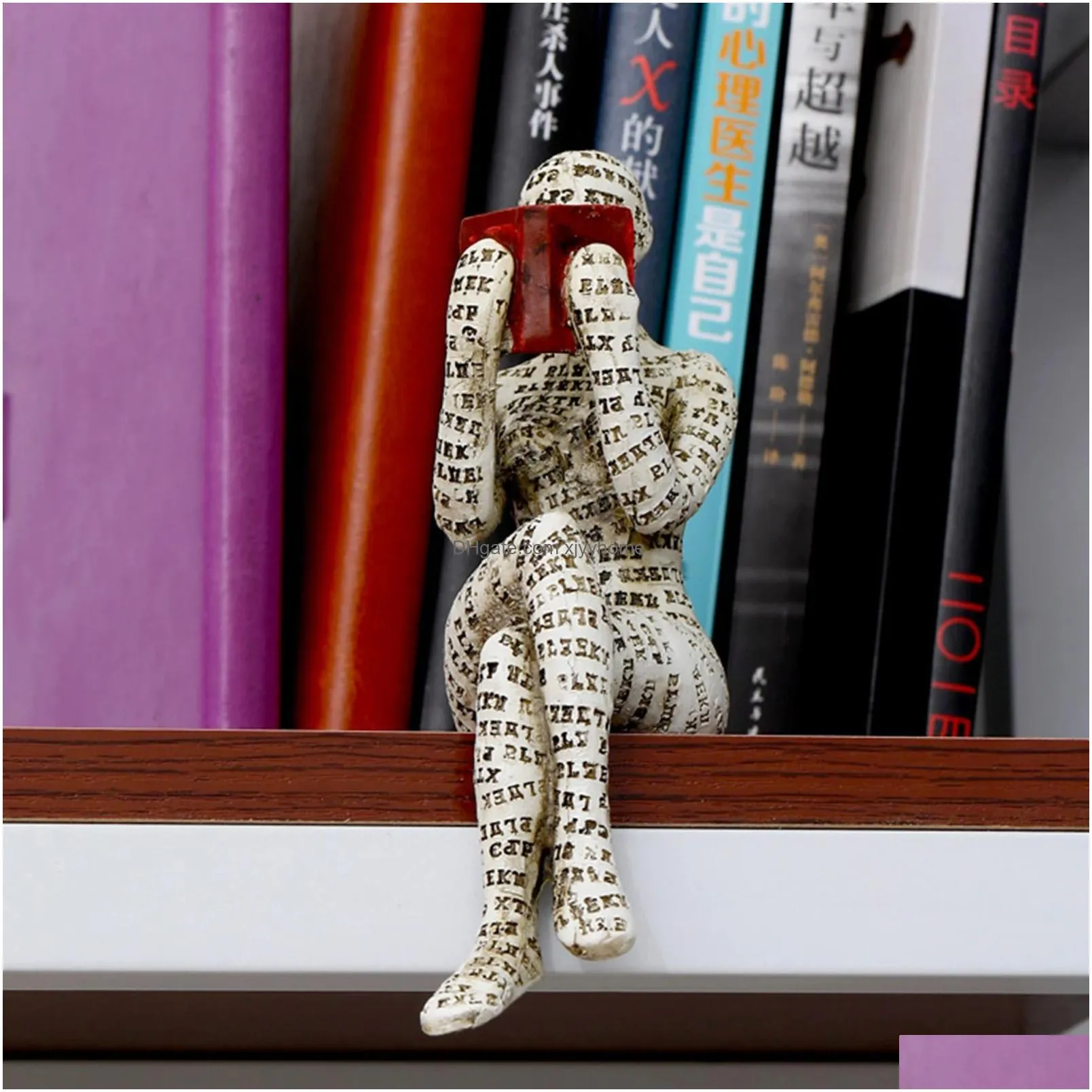 Decorative Objects & Figurines Reading Woman Figurine Library Bookshelf Ornament Pp Scptural For Home Decoration Room Book Shelf Decor Dhonv