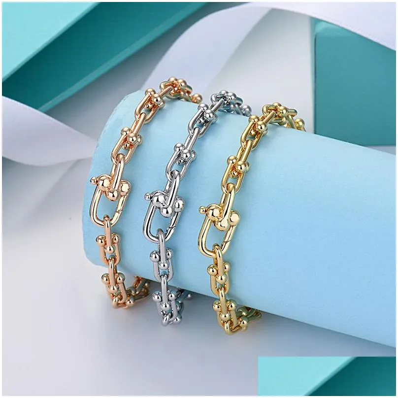 18K gold double u shape charm bracelet for women luxury brand S925 silver plated horse shoes designer OL girls bangle bracelets party wedding nice jewelry