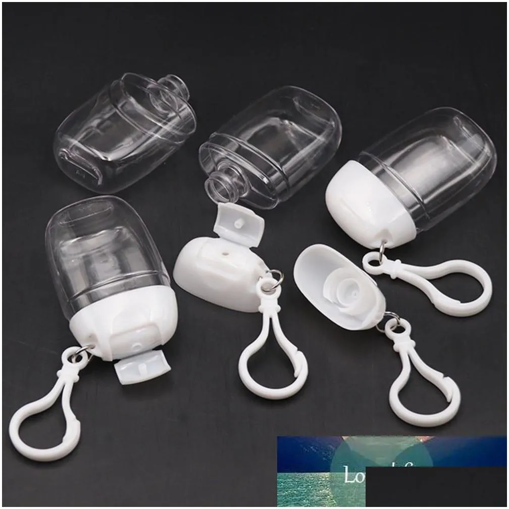 Packing Bottles Wholesale Pc 30Ml Empty Hand Sanitizer Travel Small Size Holder Hook Keychain Carriers White Cap Reusable Portable Fac Dhezm