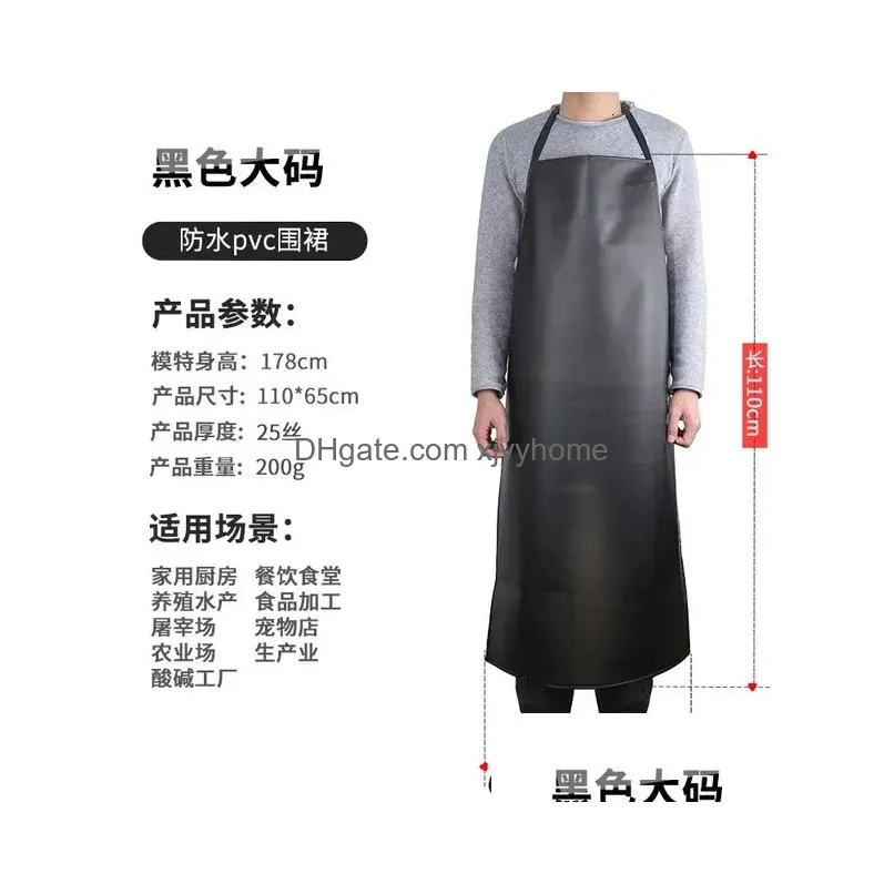 Aprons Pvc Apron Waterproof Oil-Proof Soft Leather Kitchen El Aquatic Butchery Food Canteen Cooking Chef Barber 240108 Drop Delivery H Dh15O