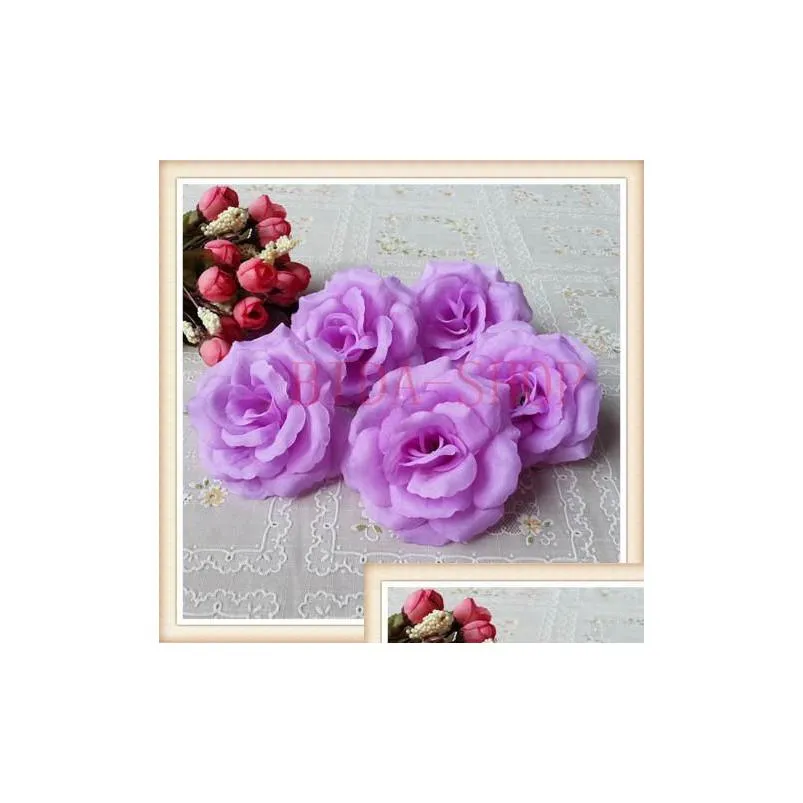 Decorative Flowers & Wreaths 100Pcs 8Cm Silk Rose Flower Heads 16 Colors For Wedding Party Artificial Simation Peony Camellia Drop Del Dhu8N