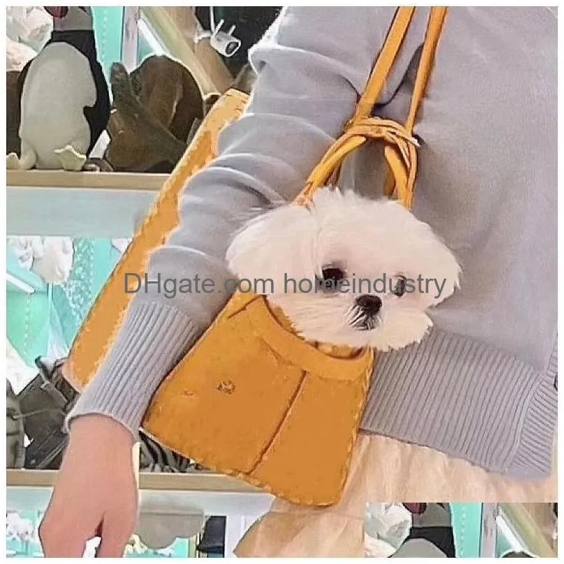 Dog Carrier Designer Purse Portable Leather Small Dog/Cat With Adjustable Collar Versatile Pet Tote For Subway/Shop/Hiking/Traveling Dh1Zk