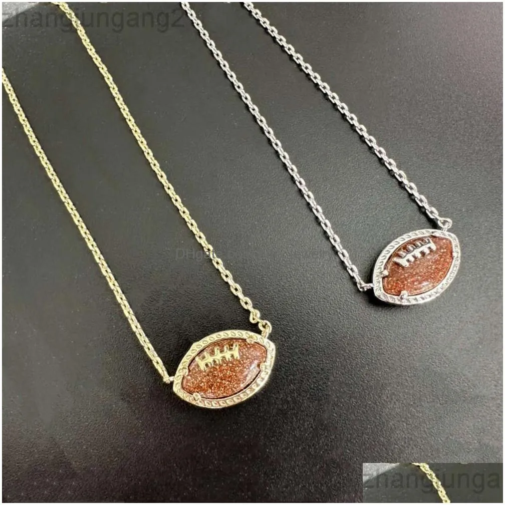 designer kendras scotts jewelry american independence day rugby football irregular geometry sandstone fishbone necklace orange