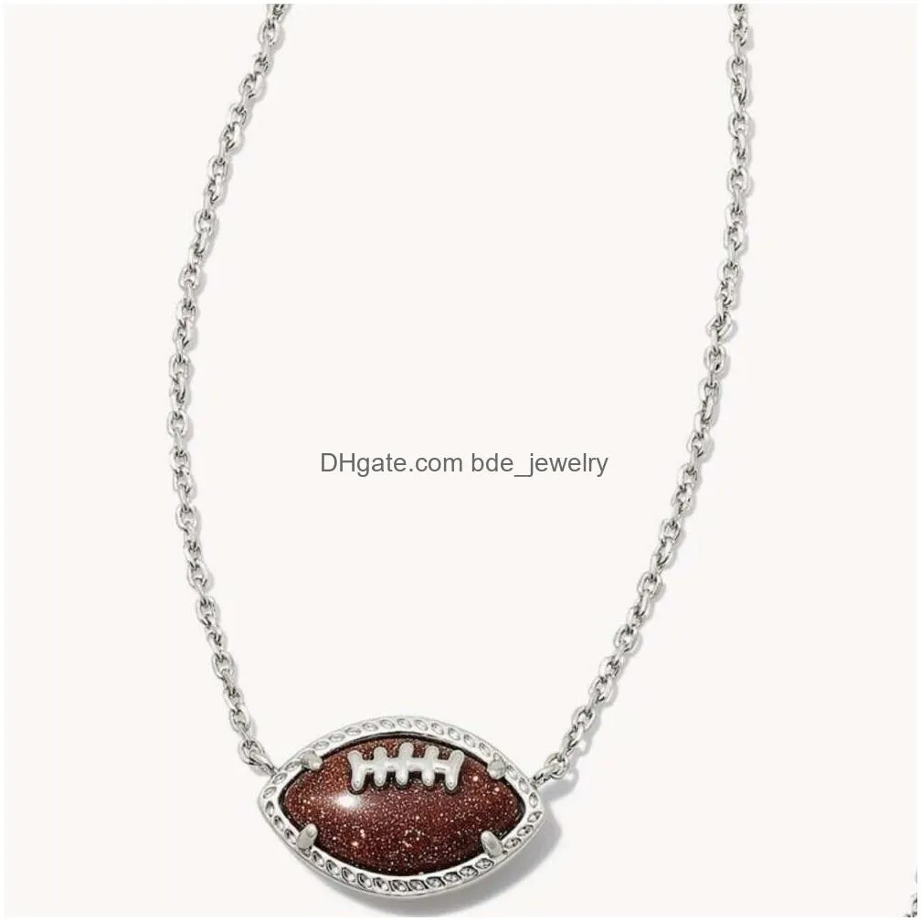 designer kendras scotts jewelry american independence day rugby football irregular geometry sandstone fishbone necklace orange