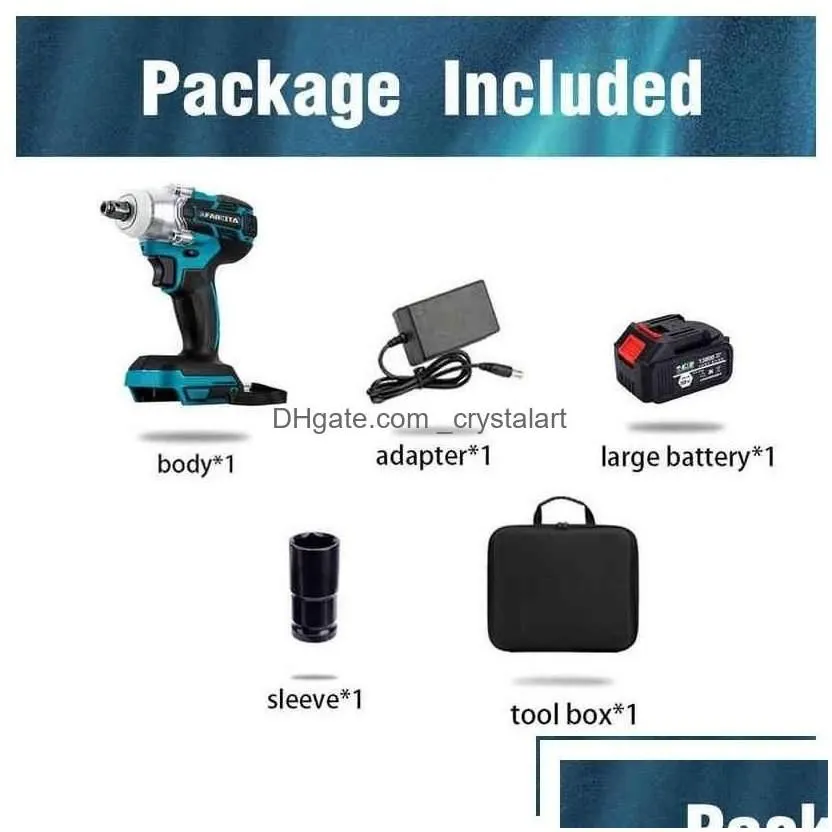 Power Tool Sets 21V Electric Impact Wrench Brushless Wrenchs Cordless With Liion Battery Hand Drill Installation Tools H220510 Drop D