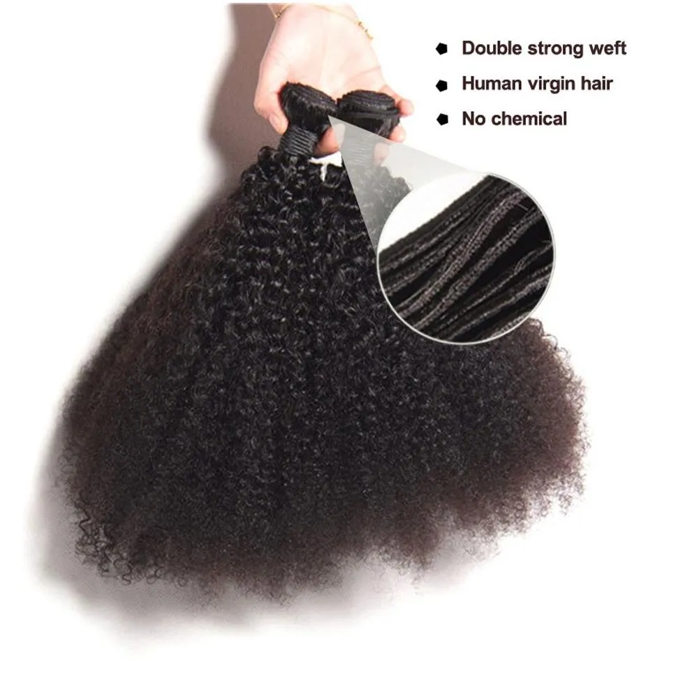 Hair Wefts Brazilian Afro Kinky Curly Human Bundles Remy Weaves Double 100G/Bundle 2Bundle/Lot Extensions Drop Delivery Products Dhvzk