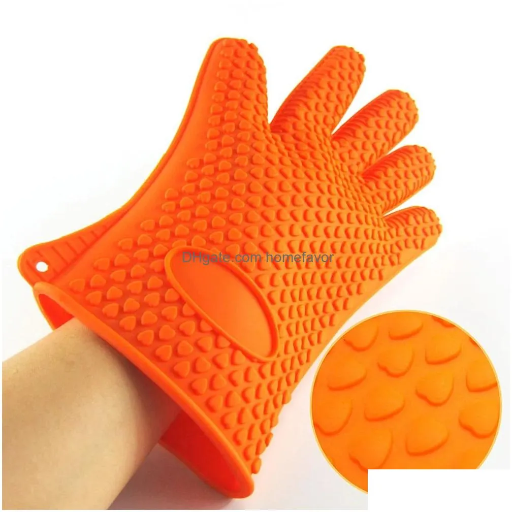 silicone heat-resistant oven glovesflexible non-slip microwave oven gloveterproof and easy to clean bbq goves baking mitten 240227