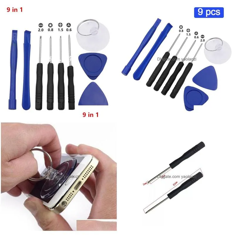 9 in 1 repair pry kit opening tools with 5 point star pentalobe torx screwdriver for samsung  iphone 7 8 plus 11 12 13 pro max