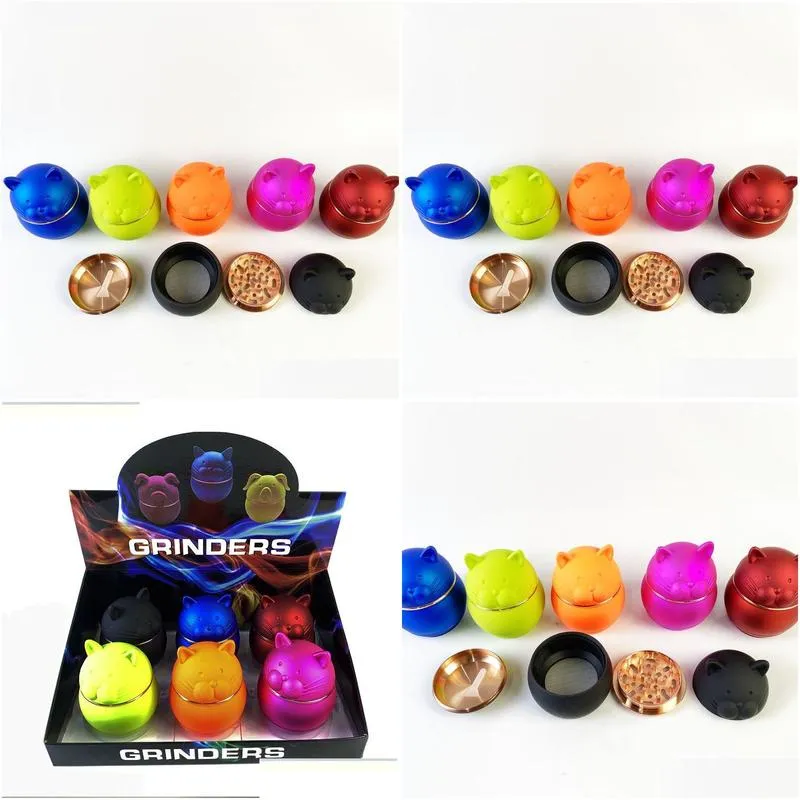 cat tobacco grinders zinc alloy metal herb grinders smoking accessories