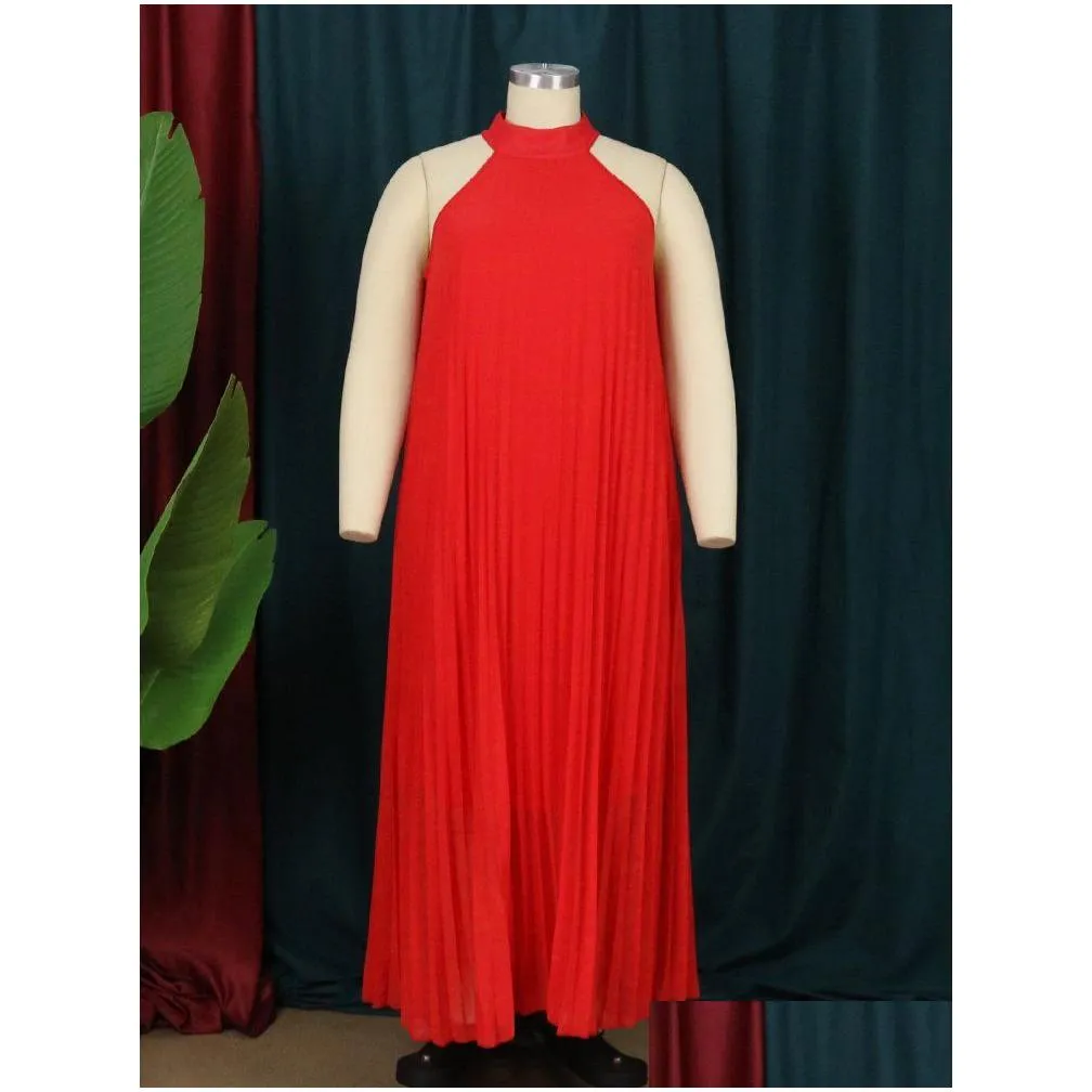 red Plus Size Dres 4XL 5XL Halter Lg Loose Chiff Outfits Pullover Sleevel Evening Birthday Cocktail Party Gowns 2023 T4Tw#
