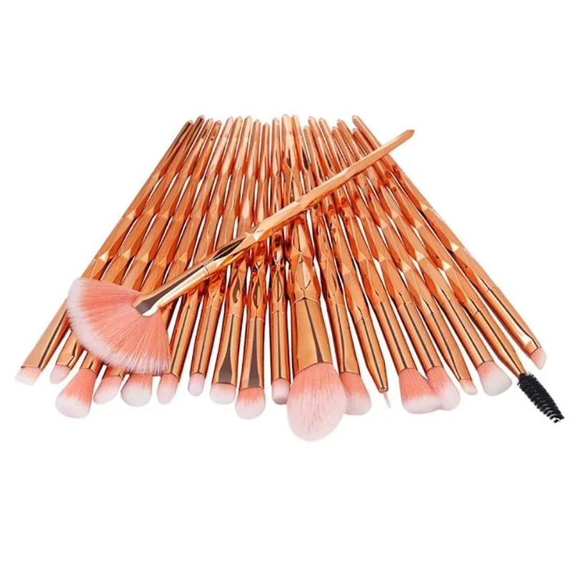 20pcs Eye Shadow Makeup Brushes Set Diamond Cosmetic Beauty Tools Eyebrow Eye Brow Angled Blending Liner Blender Brush Face Powder 6