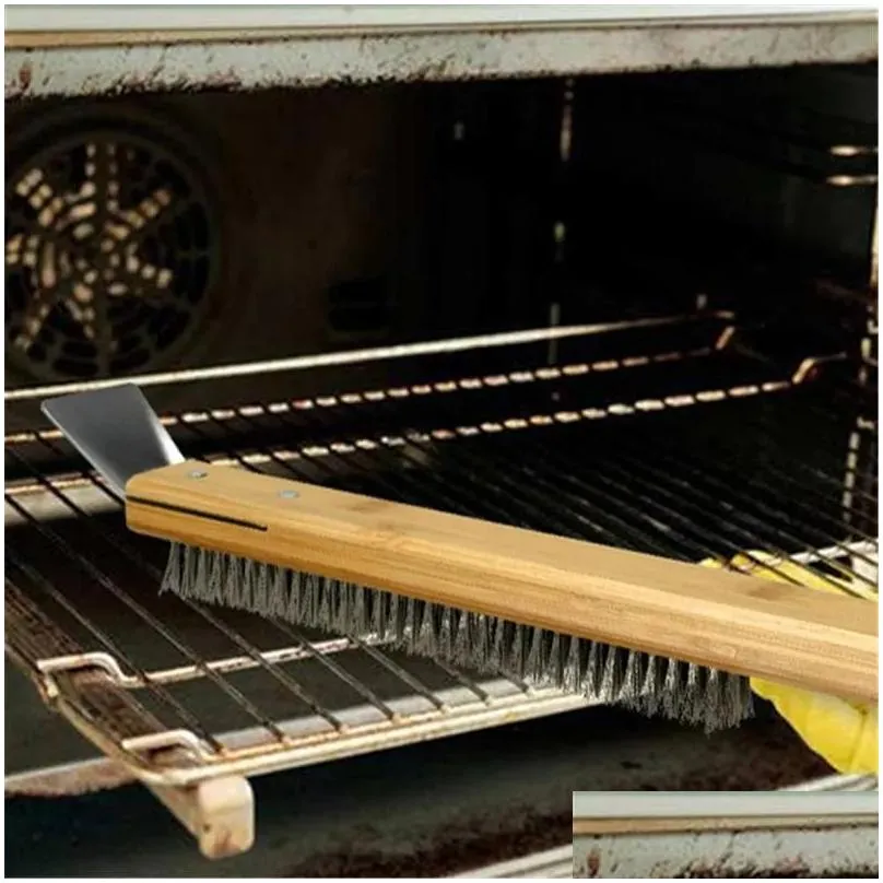 bbq tools oven brush wire pizza stone cleaning brushes with scraper grill accessories