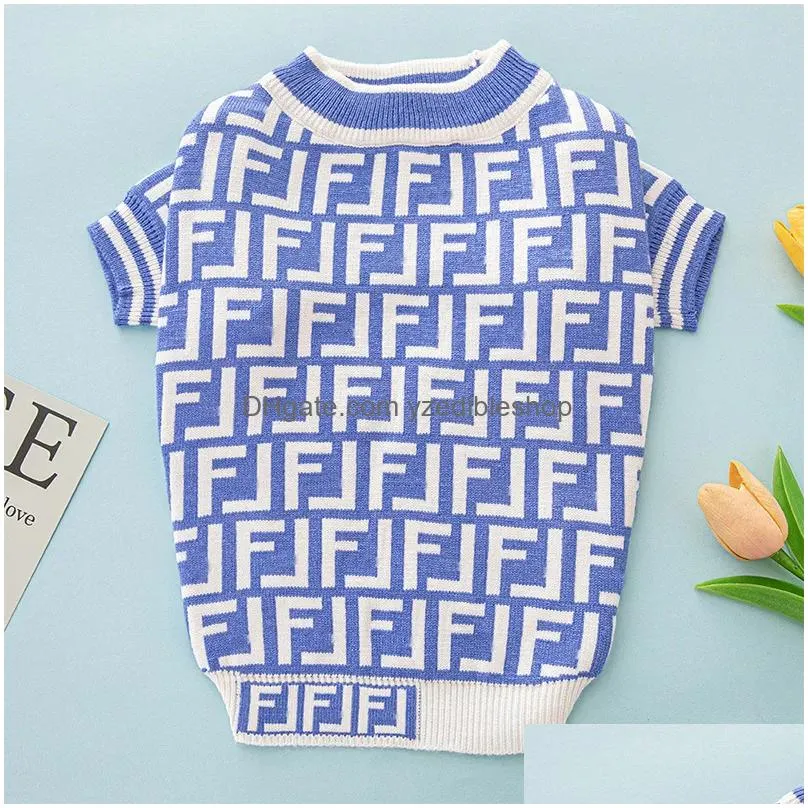 sky blue  fashion brand knitted dog sweater comfortable and high elastic autumn and winter cat clothing fadou pet clothing xsxxl