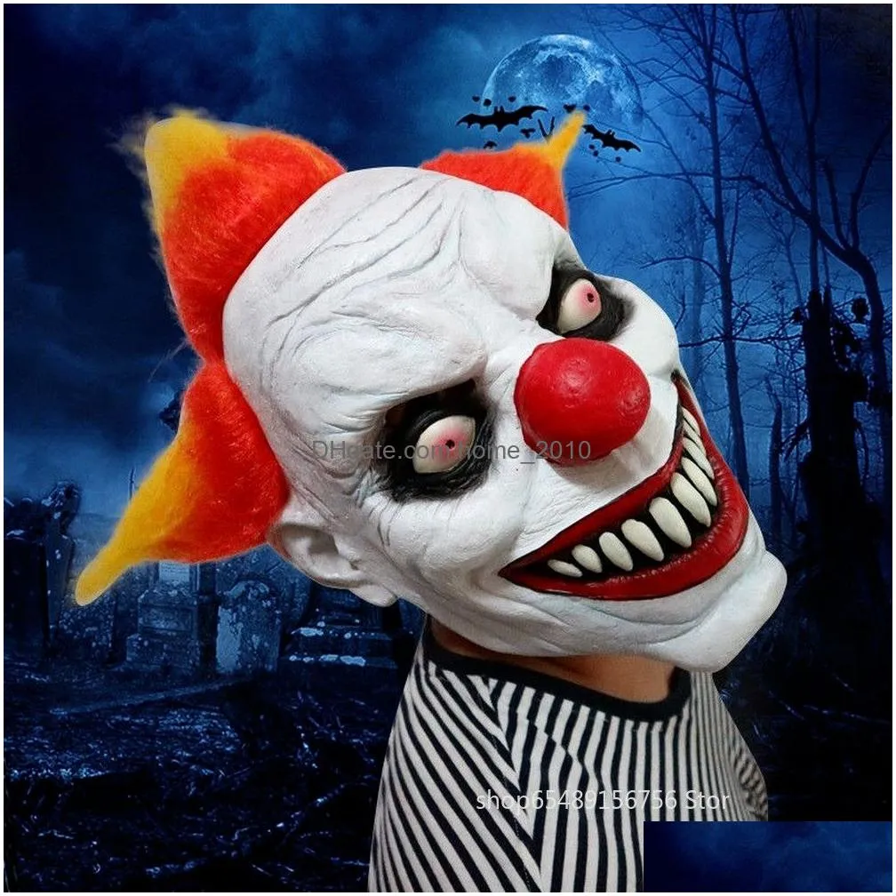 adult latex hair scary ghost clown face fancy party costume dress mask christmas halloween carnival props