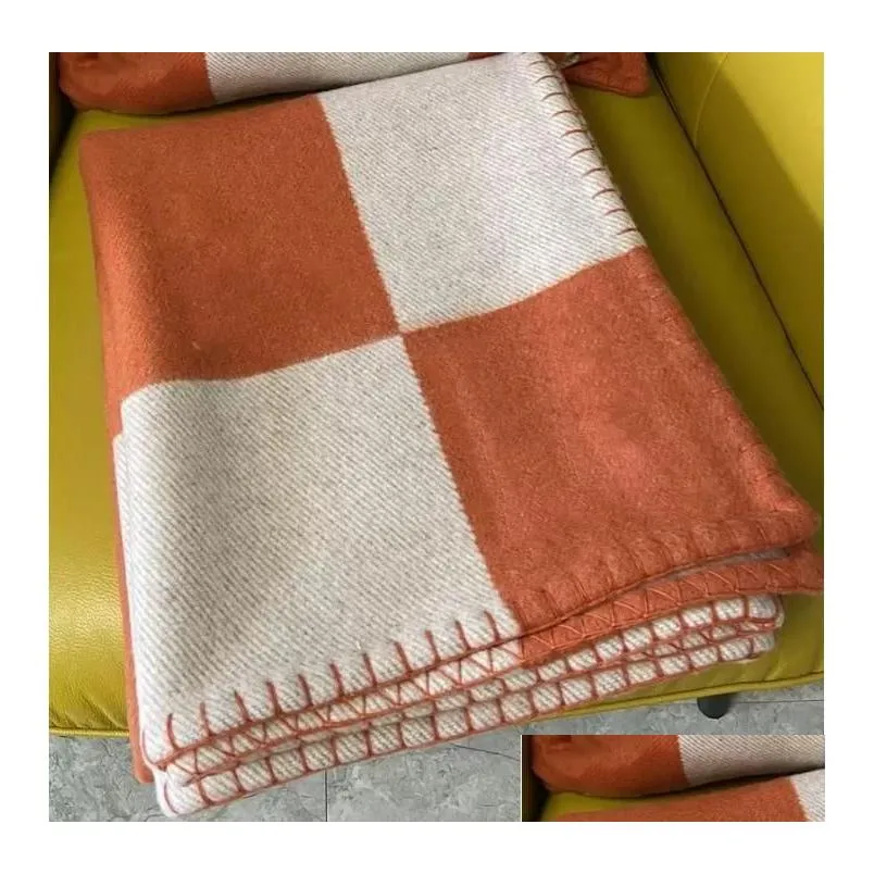 Blanket Luxury Designer Letter Cashmere Soft Wool Scarf Shawl Portable Warm Sofa Bed Fleece Knitted Throw 14 Colors Spring Autumn Woma Dhiyk