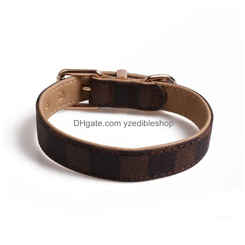 metal buckle pu leather pet collar luxury designer style dog collar with traction rope