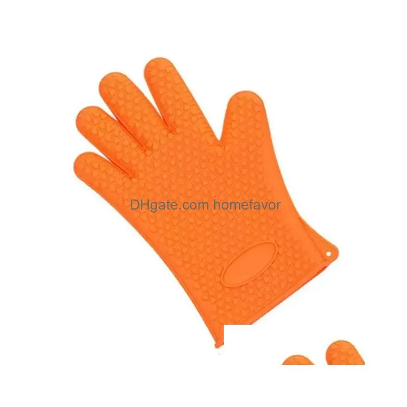 silicone heat-resistant oven glovesflexible non-slip microwave oven gloveterproof and easy to clean bbq goves baking mitten 240227