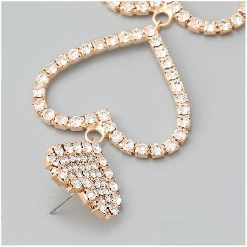Dangle Earrings 2023 Spring Metal Rhinestone Multi-layer Heart Bridal Wedding Luxury Jewelry Women`s Fashion Accessories