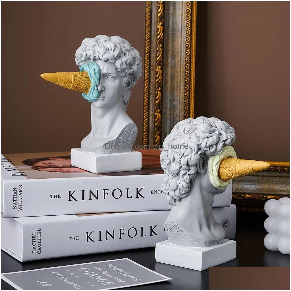 decorative objects figurines nordic resin statue david bust sculpture sketch character portrait home decoration living room decoration