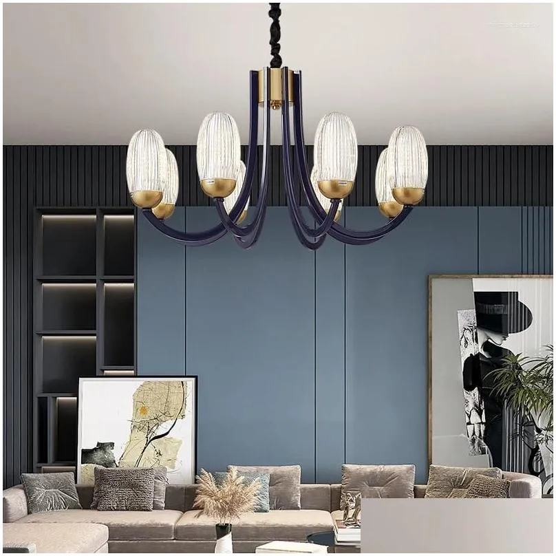 Chandeliers Modern Nickel Metal Led Glass Hanging Living Dining Table Room Decor Bedroom Pendant Lights Fixtures Luminaire Lamps