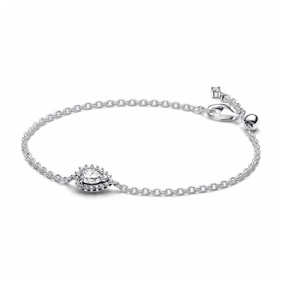 2024 The NEW Latest 925 Silver Sparkling Full Diamond Heart Sun Series Bracelet DIY Couple Bracelet