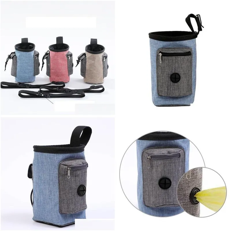 pet training waist bag cat dog treat pouch bags snack feeders pockets 17x15cm linen cloth puppy food organizer