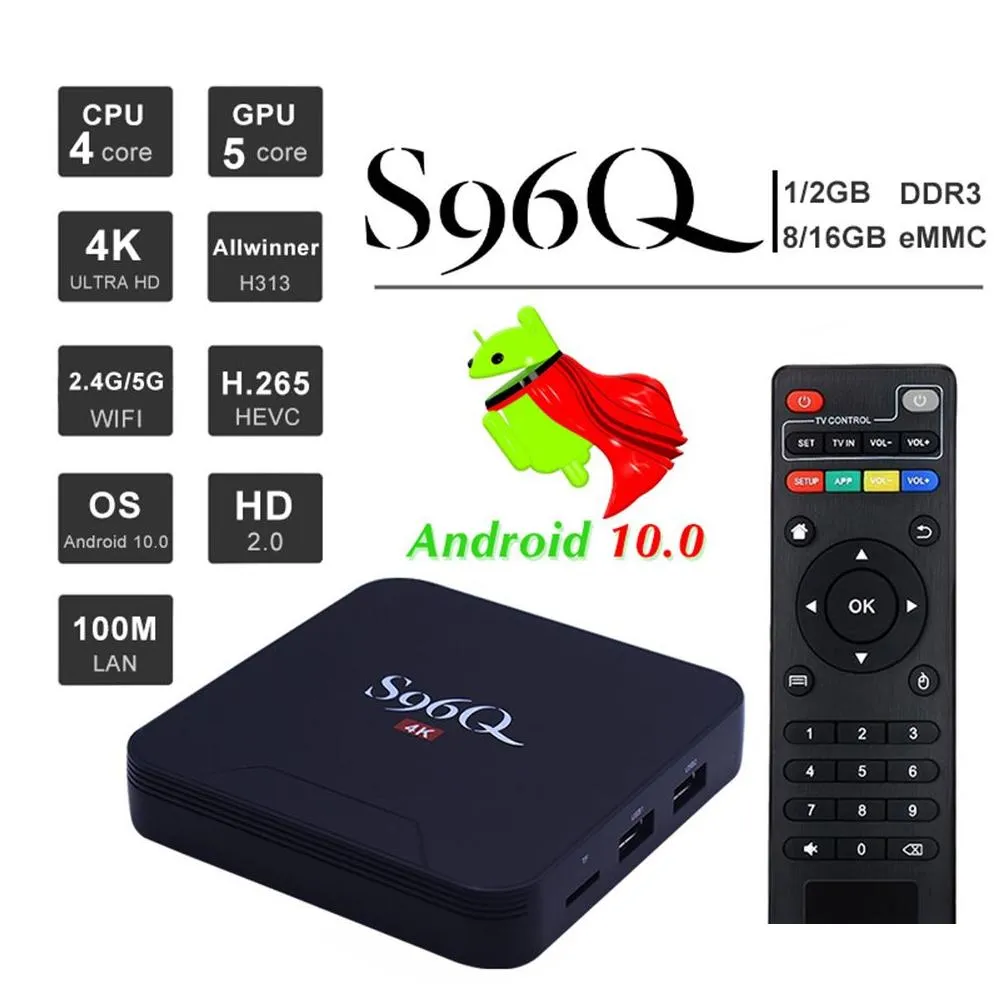 Android Tv Box S96Q 10.0 H313 2.4G 5G Wifi Build 2Gb 16Gb 4K Set Top Boxes P X96 X96Q Drop Delivery Electronics Satellite Cable Dhiva