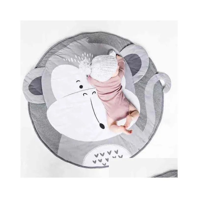 Baby Play Mat Toys Cotton born Infant Crawling Pad Animal Blanket Round Carpet Floor Rug Kids Children Room Nursery Decor 220106