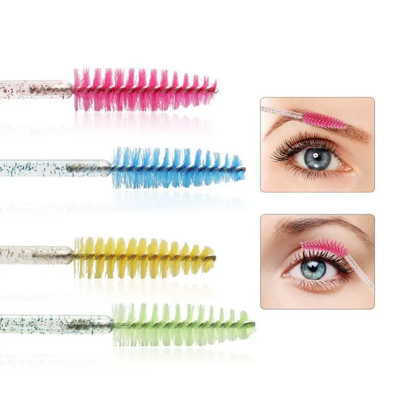 Disposable Eyelash Brush Crystal Diamond Glitter Handle Eyelash Brush Mascara Wands Applicator Grafting Curling Beauty Makeup Eye Lash