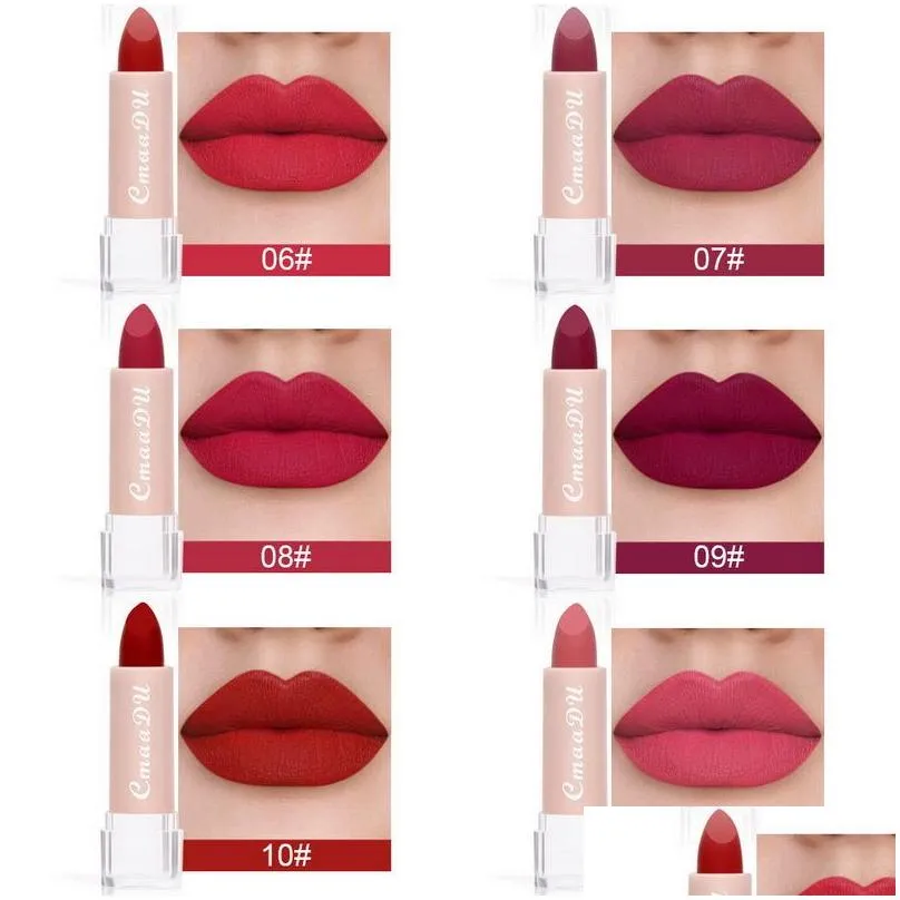 Lipstick Cmaadu Matte 15 Colors Options Water-Resistant Moisturizer Natural Makeup Wholesale Lip Drop Delivery Health Beauty Lips Dhmid